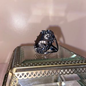 Black Onyx Crystal Design Statement Ring